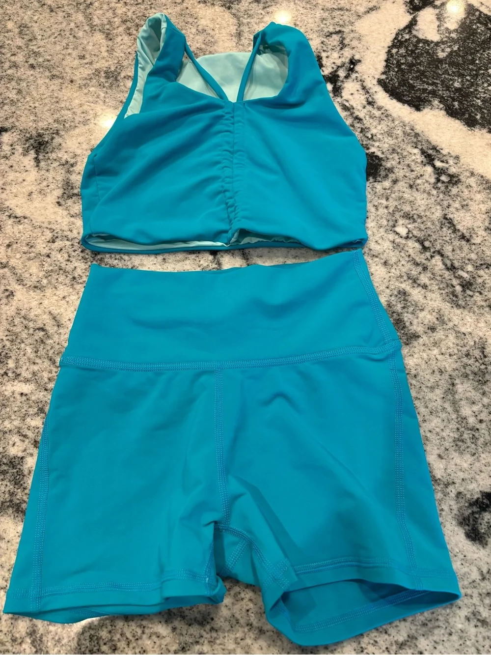 Kids Teal Dance Set - Crop Top and Shorts